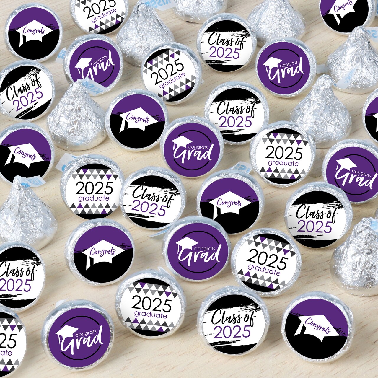 Big Dot of Happiness Purple Grad - Best is Yet to Come - 2025 Purple Graduation Party Small Round Candy Stickers - Party Favor Labels - 324 Count